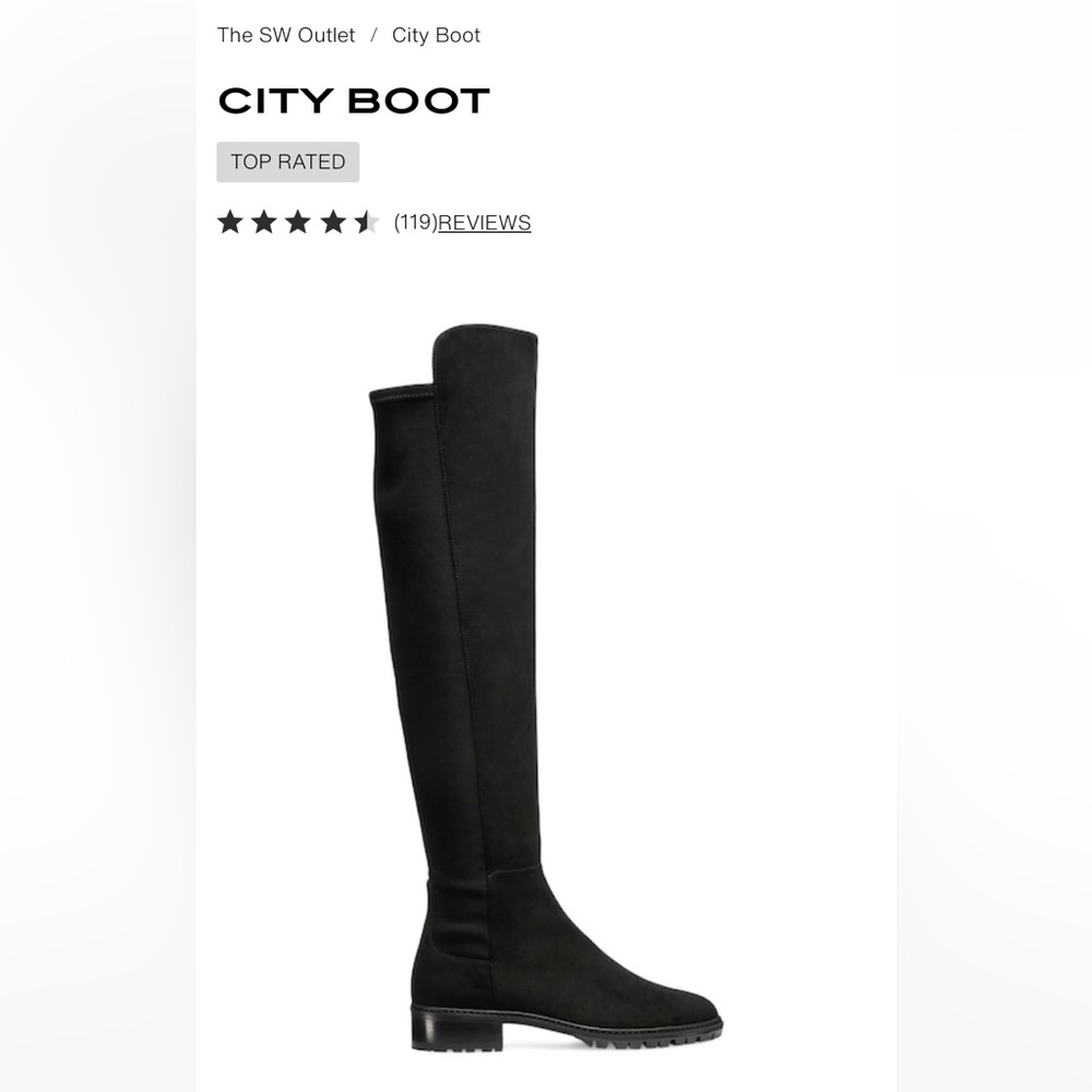 Stuart Weitzman City Boot Black Suede Size 10 brand new in box never worn